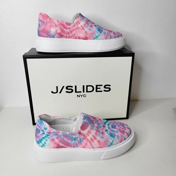 Arsty Boho Tie-Die Rainbow Pink Blue Slip On Sneakers Shoes Women Size 7